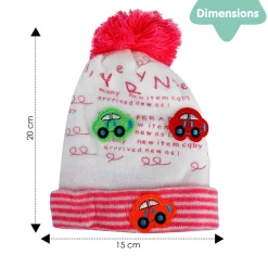 Baby Moo Car Pom Pom Breathable Beanie Warm Knitted Woollen Cap - Pink