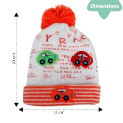 Baby Moo Car Pom Pom Breathable Beanie Warm Knitted Woollen Cap - Orange