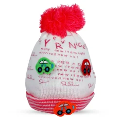 Baby Moo Car Pom Pom Breathable Beanie Warm Knitted Woollen Cap - Pink