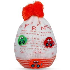 Baby Moo Car Pom Pom Breathable Beanie Warm Knitted Woollen Cap - Orange