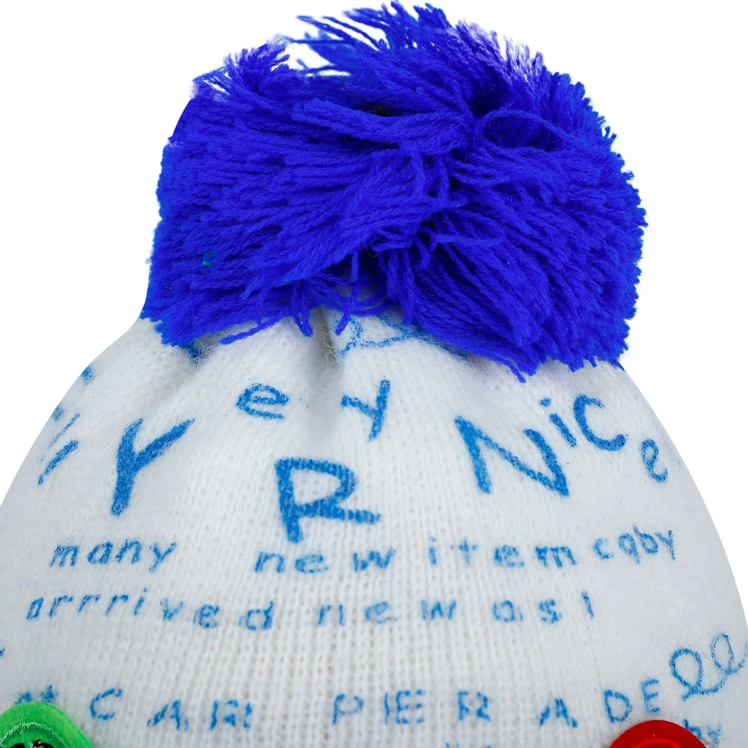 Baby Moo Car Pom Pom Breathable Beanie Warm Knitted Woollen Cap - Blue