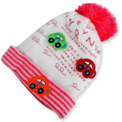 Baby Moo Car Pom Pom Breathable Beanie Warm Knitted Woollen Cap - Pink