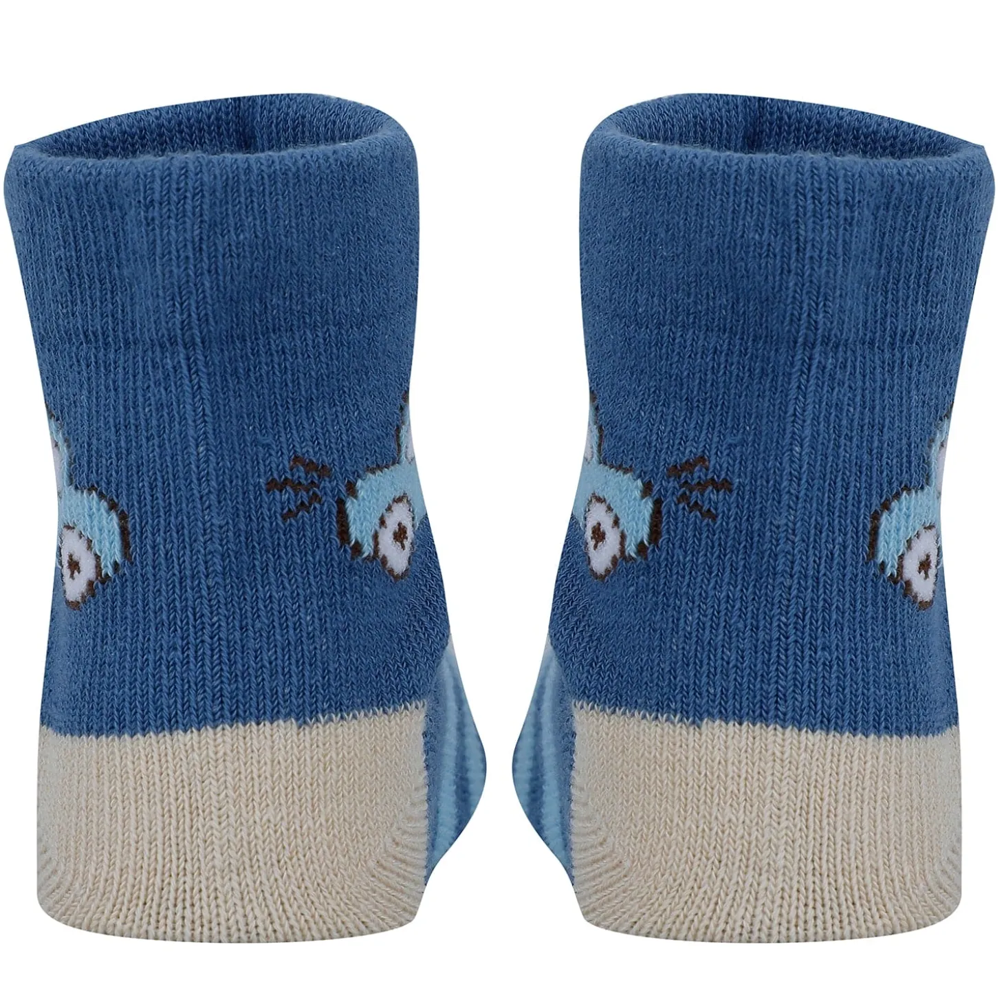 Baby Moo Car Printed Soft Socks Pack of 5 - Blue, Grey