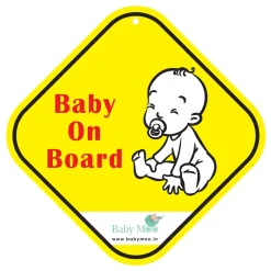 Baby Moo Car Safety Sign Little Baby On Board With Vacuum Suction Cup Clip - Yellow