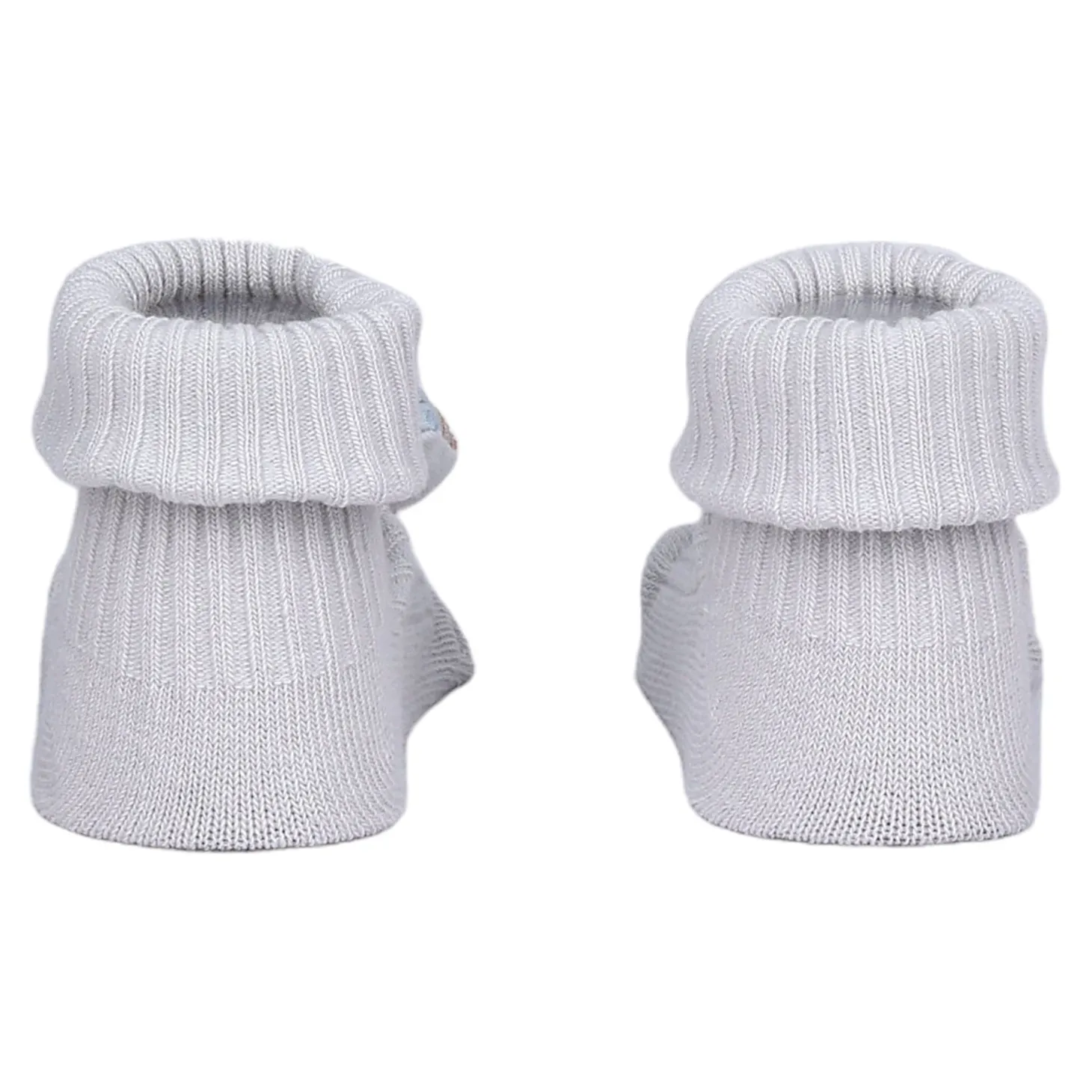 Baby Moo Cat 3D Rattle Anti-Skid Socks Booties Pack of 2 - Blue, Grey