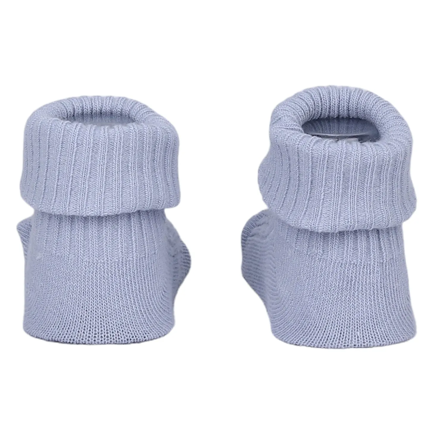 Baby Moo Cat 3D Rattle Anti-Skid Socks Booties Pack of 2 - Blue, Grey