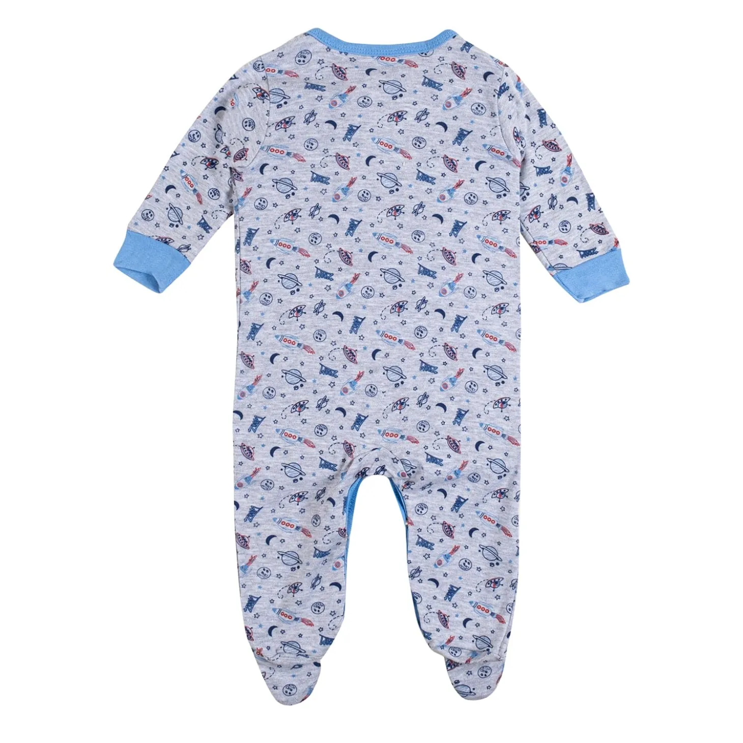Baby Moo Chandrayaan Gift Set 6 Piece With Bodysuits, Pyjama, Cap, Bib And Socks - Blue