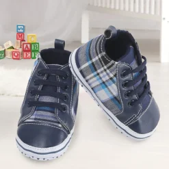 Baby Moo Checked Blue Sneakers