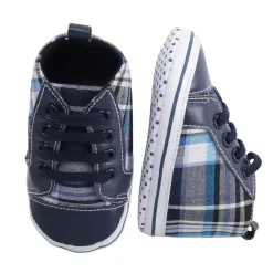 Baby Moo Checked Blue Sneakers