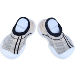 Baby Moo Checked Rubber Comfortable Sole Slip-On Sock Shoes - Black