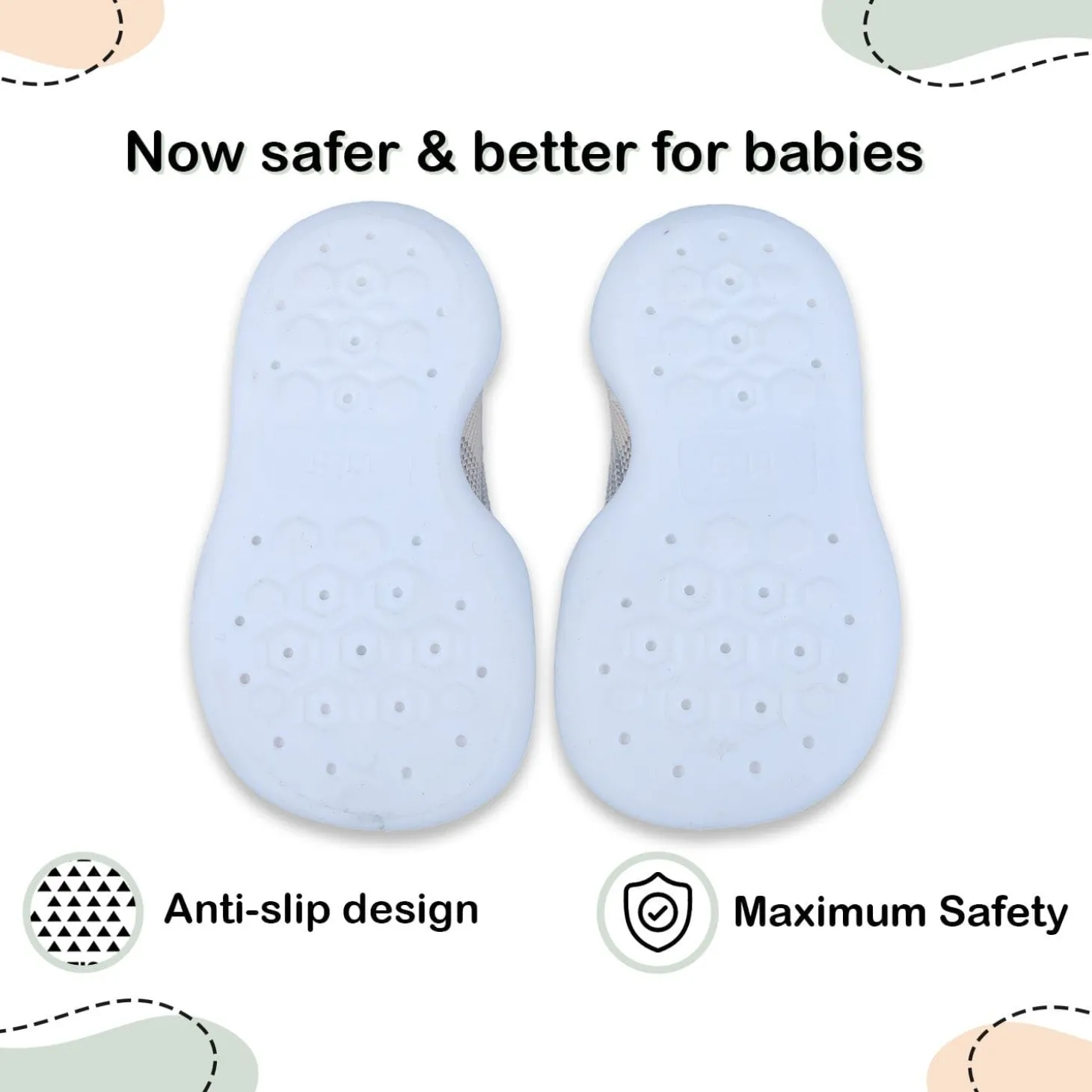 Baby Moo Checked Rubber Comfortable Sole Slip-On Sock Shoes - Black
