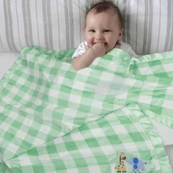Baby Moo Checkered Charm Soft Fur Blanket - Green