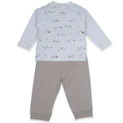 Baby Moo Chequered Gentleman's Long Sleeve 2pcs Baby Suit - Beige