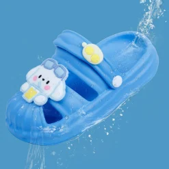 Baby Moo Chilling Puppy Applique Waterproof Anti-Skid Sling Back Clogs - Blue