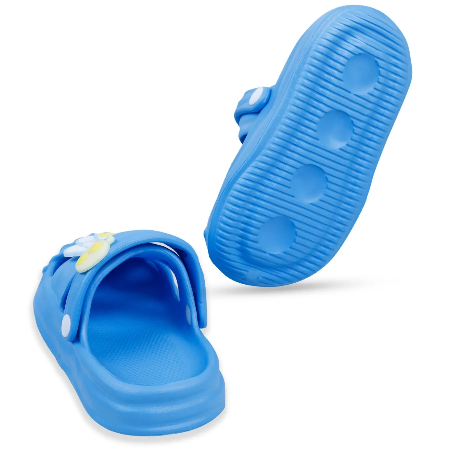 Baby Moo Chilling Puppy Applique Waterproof Anti-Skid Sling Back Clogs - Blue