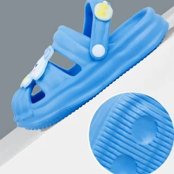 Baby Moo Chilling Puppy Applique Waterproof Anti-Skid Sling Back Clogs - Blue