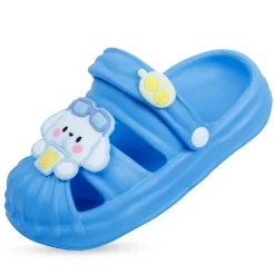 Baby Moo Chilling Puppy Applique Waterproof Anti-Skid Sling Back Clogs - Blue