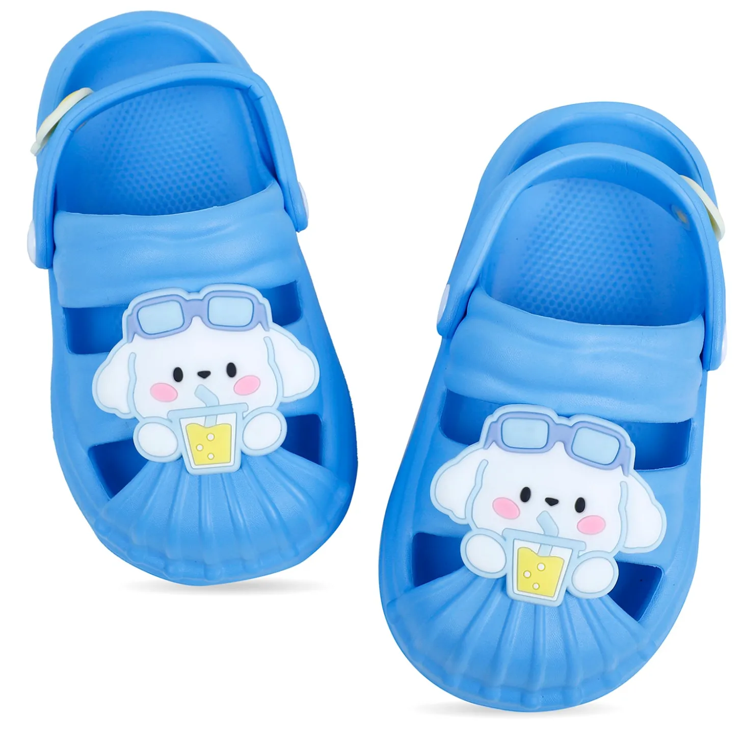 Baby Moo Chilling Puppy Applique Waterproof Anti-Skid Sling Back Clogs - Blue