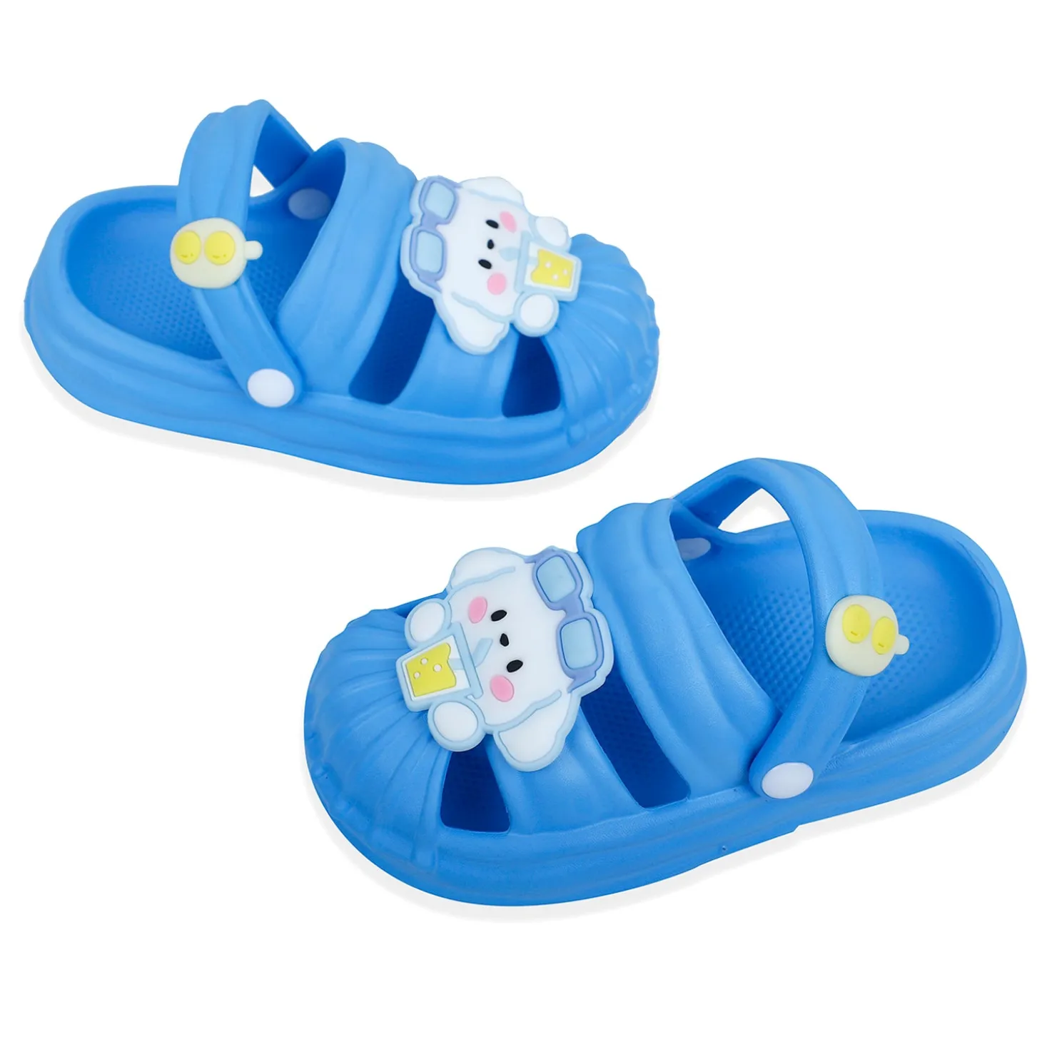 Baby Moo Chilling Puppy Applique Waterproof Anti-Skid Sling Back Clogs - Blue