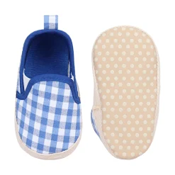 Baby Moo Classic Checkerboard Comfortable Slip-On Anti-Skid Canvas Sneakers - Blue