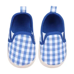Baby Moo Classic Checkerboard Comfortable Slip-On Anti-Skid Canvas Sneakers - Blue