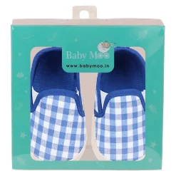 Baby Moo Classic Checkerboard Comfortable Slip-On Anti-Skid Canvas Sneakers - Blue