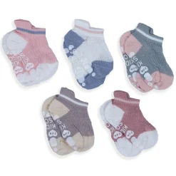 Baby Moo Colour Blocked Soft Anti-Skid Adorable 5 Pack Socks - Multicolour