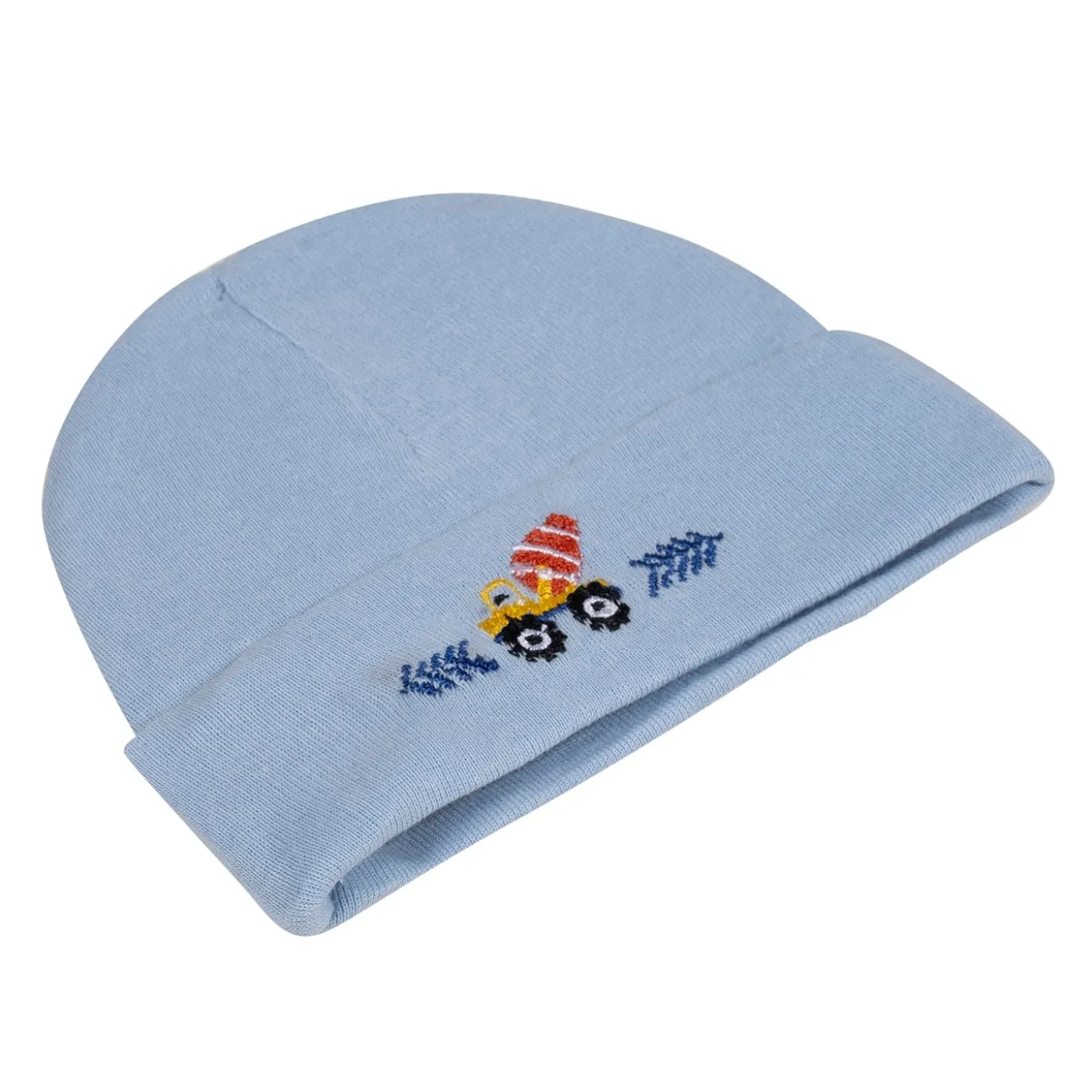 Baby Moo Construction Truck Infants Ultra Soft 100% Cotton All Season Pack of 5 Caps - Blue