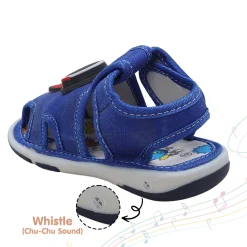 Baby Moo Cool Robot Velcro Strap Anti-Skid Chu Chu Sound Sandals - Blue
