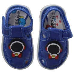 Baby Moo Cool Robot Velcro Strap Anti-Skid Chu Chu Sound Sandals - Blue