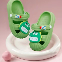 Baby Moo Crocodile Applique Waterproof Anti-Skid Sling Back Clogs - Green