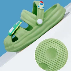 Baby Moo Crocodile Applique Waterproof Anti-Skid Sling Back Clogs - Green