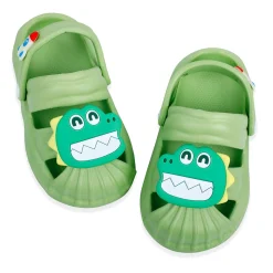 Baby Moo Crocodile Applique Waterproof Anti-Skid Sling Back Clogs - Green