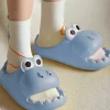 Baby Moo Crocodile Beach Slippers 3D Cartoon Sliders - Blue