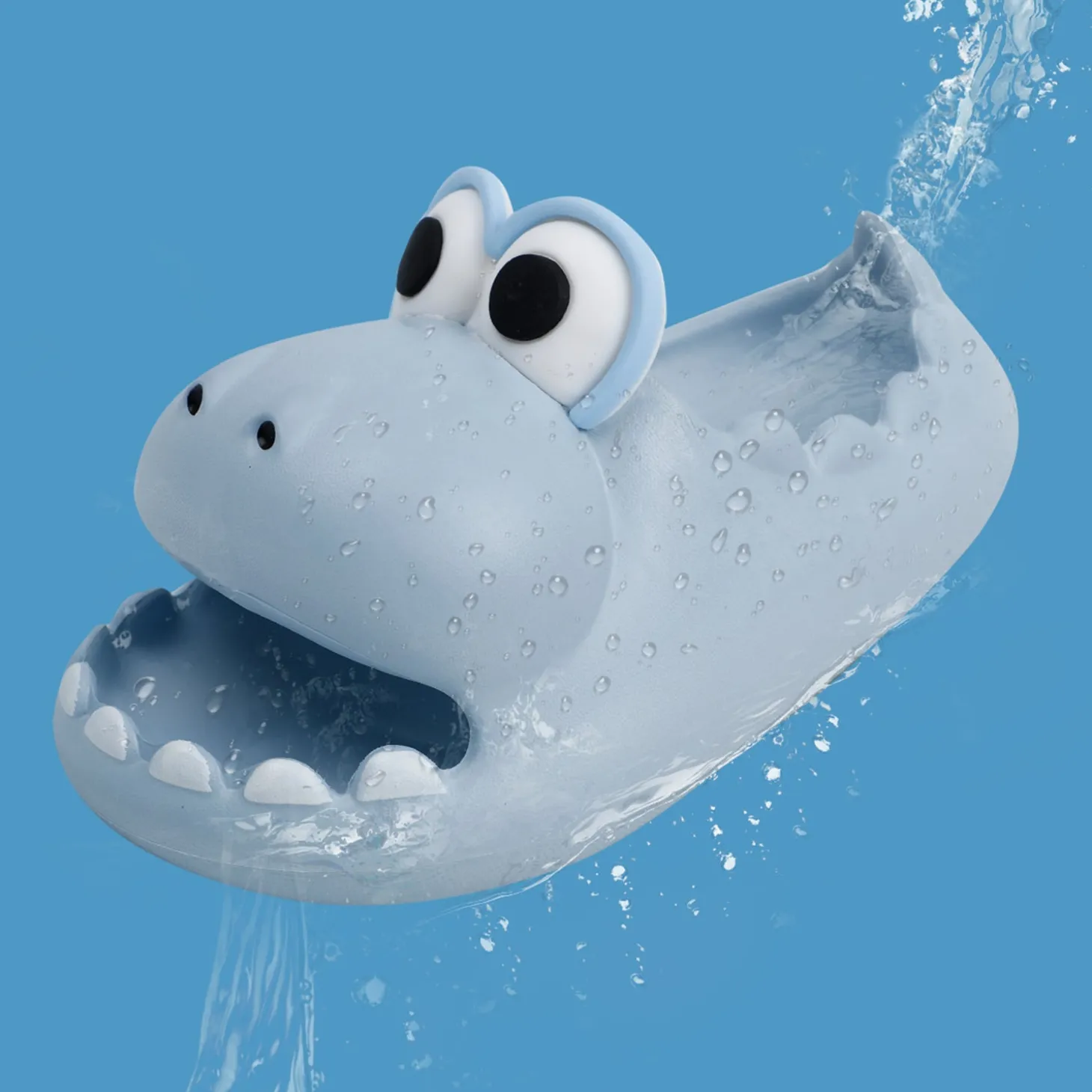 Baby Moo Crocodile Beach Slippers 3D Cartoon Sliders - Blue