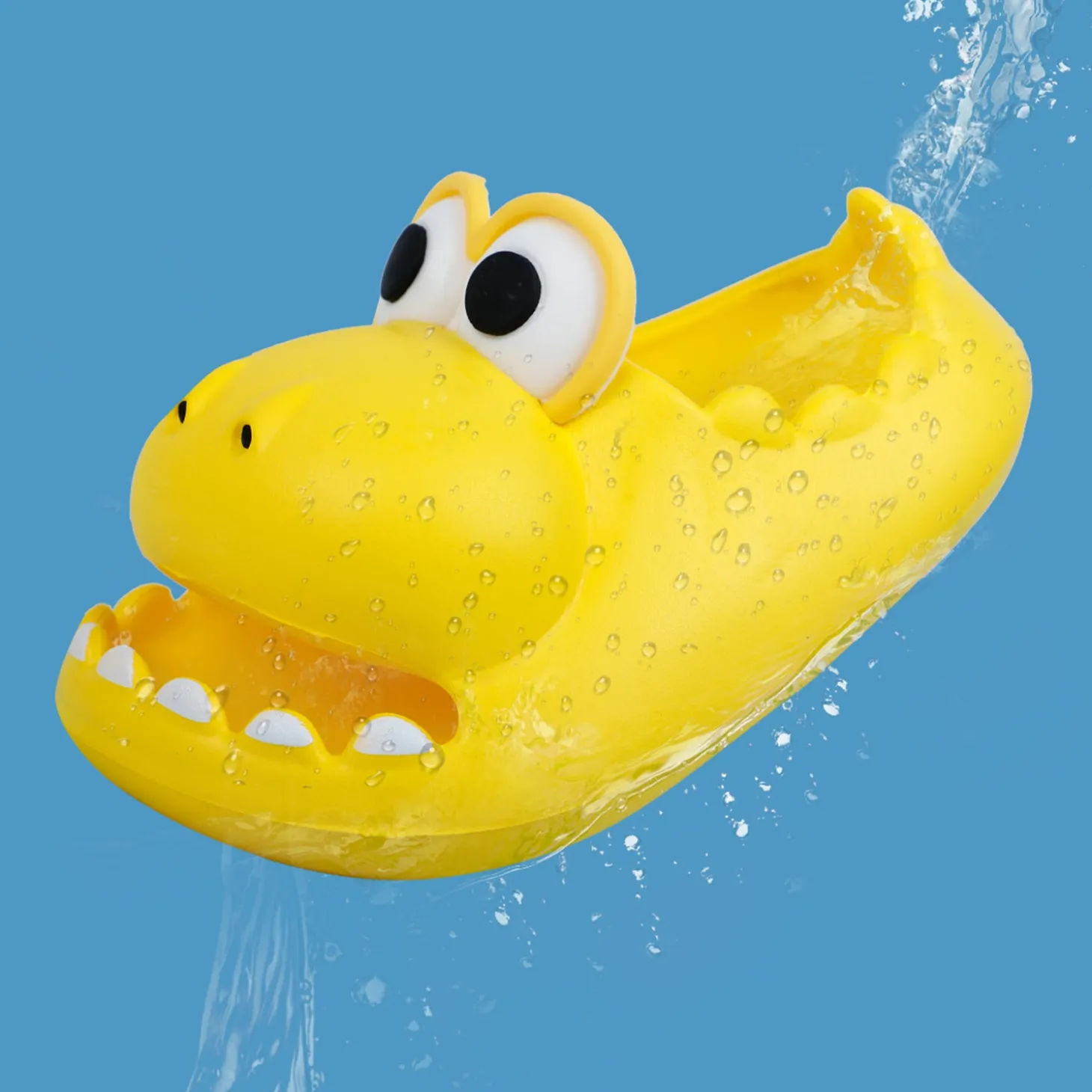 Baby Moo Crocodile Beach Slippers 3D Cartoon Sliders - Yellow
