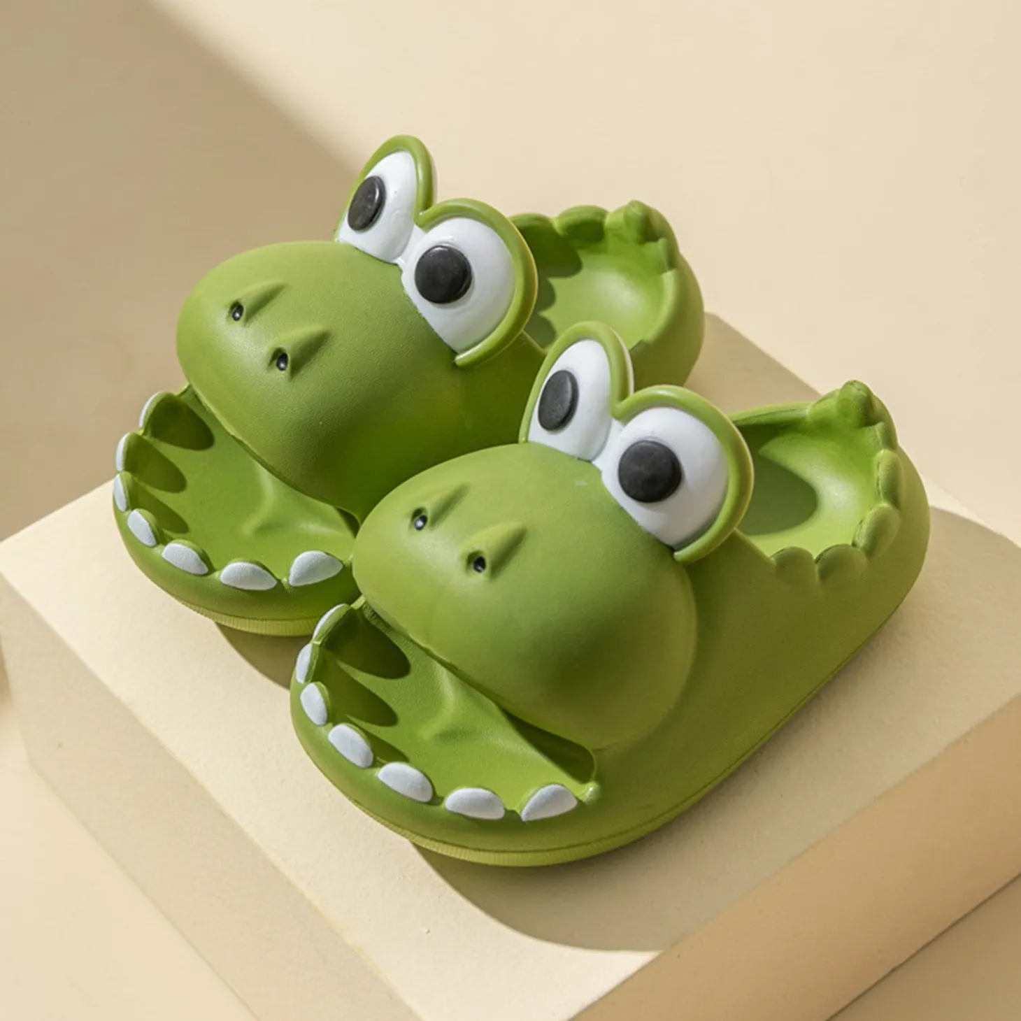 Baby Moo Crocodile Beach Slippers 3D Cartoon Sliders - Green