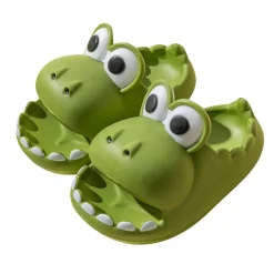Baby Moo Crocodile Beach Slippers 3D Cartoon Sliders - Green