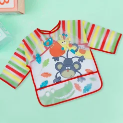 Baby Moo Crocodile Long Sleeves Waterproof Wear Me Bib - Red