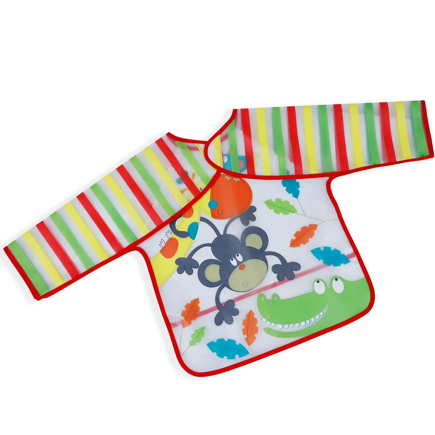 Baby Moo Crocodile Long Sleeves Waterproof Wear Me Bib - Red