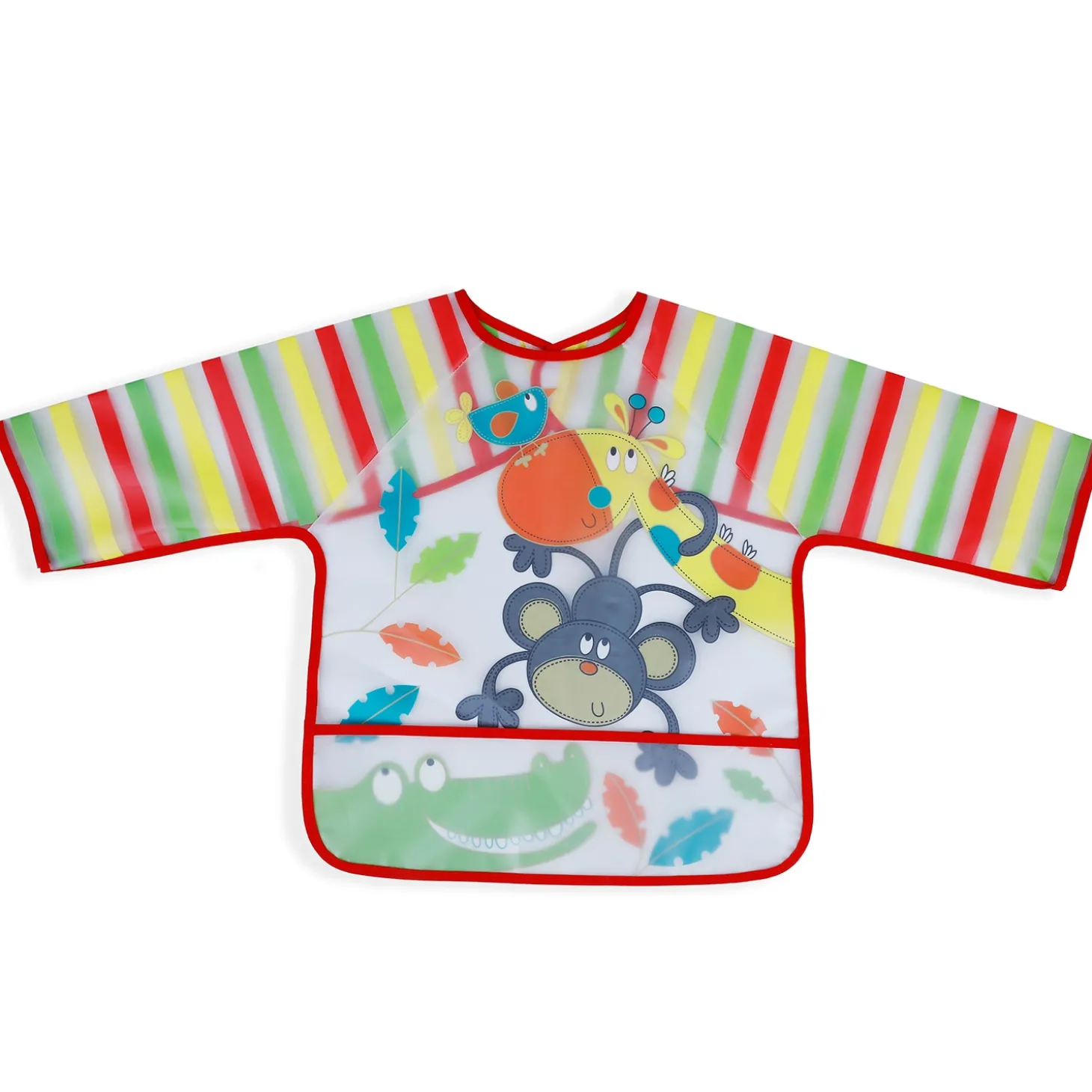 Baby Moo Crocodile Long Sleeves Waterproof Wear Me Bib - Red