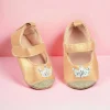 Baby Moo Crown Sequin Partywear Anti-Skid Ballerina Booties - Gold, Metallic