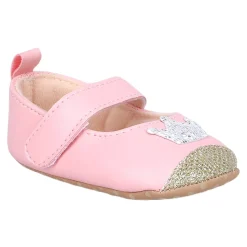 Baby Moo Crown Sequin Partywear Anti-Skid Ballerina Booties - Pink
