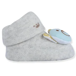Baby Moo Cuddly Bear Cotton Anti-Skid 3D Socks - Grey
