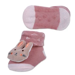 Baby Moo Cuddly Bunny Cotton Anti-Skid 3D Socks - Pink