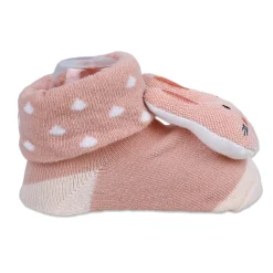 Baby Moo Cuddly Bunny Cotton Anti-Skid 3D Socks - Peach