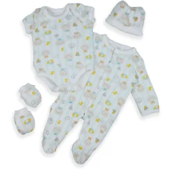 Baby Moo Cute Animal Embroidered Cotton Infant Essentials 8 pcs Romper Gift Set - White