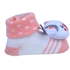 Baby Moo Cute Cow Cotton Anti-Skid 3D Socks - Peach
