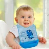 Baby Moo Cute Dinosaur Premium Waterproof Crumb Catcher Bibs - Blue