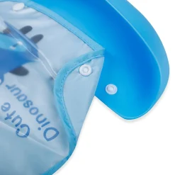 Baby Moo Cute Dinosaur Premium Waterproof Crumb Catcher Bibs - Blue